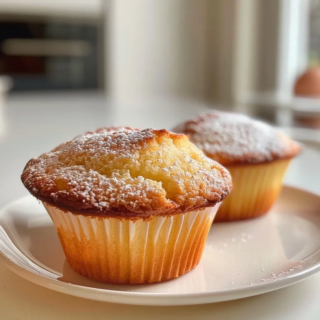 Side view of delicious cream muffins showcasing a fluffy interior and creamy topping.