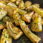 Close-up of roasted fennel in an Airfryer basket.