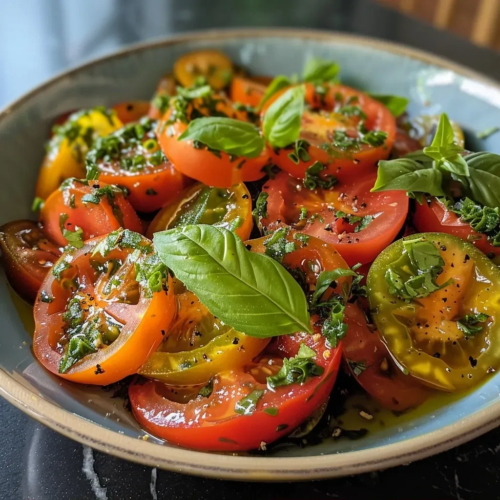 Close-up view of juicy Grüne Bohnen Mediterranean dish with vegetables.