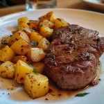 Juicy meat skewers with corn on a wooden board.