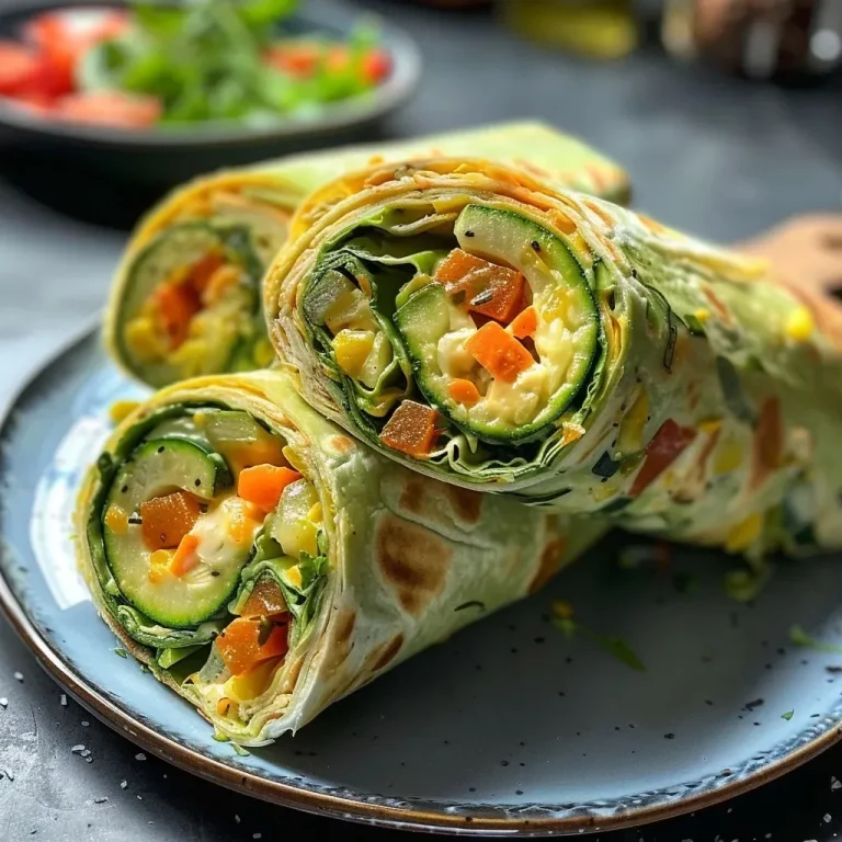 Der unkomplizierte High Protein Gemüse-Wrap für jeden Tag Close-up side view of a colorful high protein vegetable wrap.