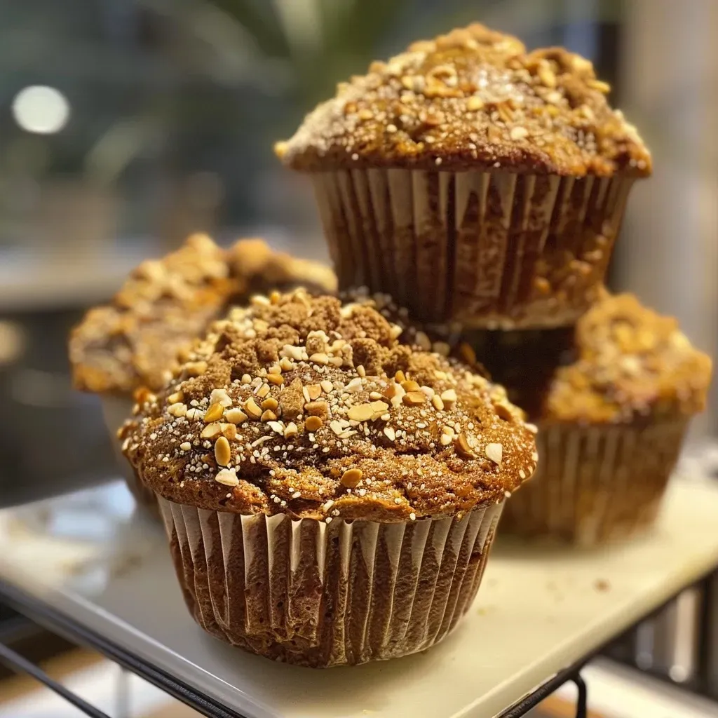 Close-up side view of juicy Linsen Muffins with a golden-brown crust.