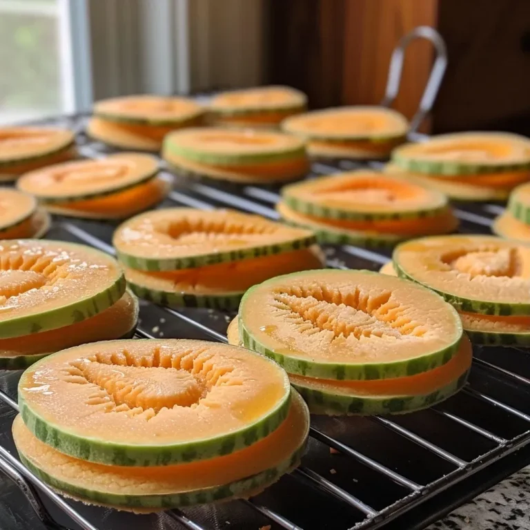 Close-up view of colorful Melon Cookies with chocolate drops.