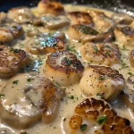 Close-up of freshly prepared Pfifferlinge sautéed with herbs and spices.
