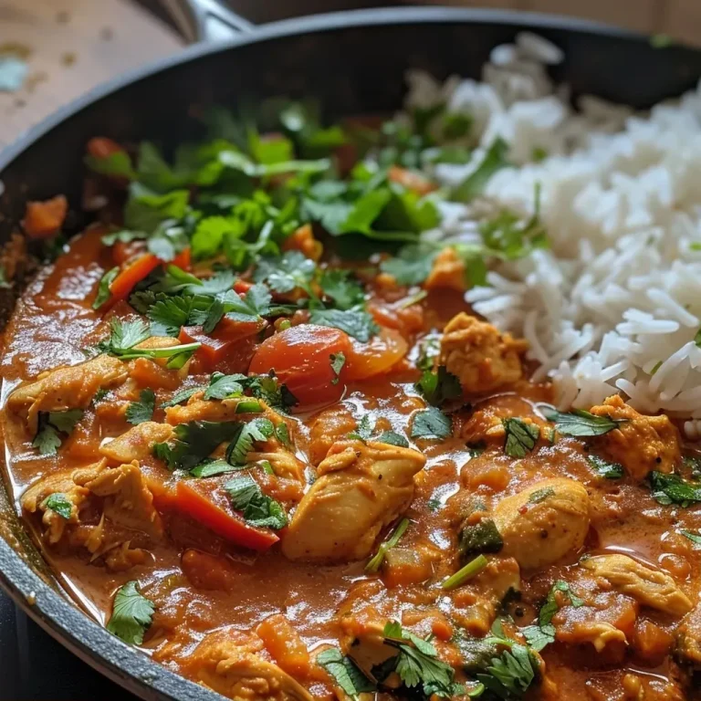 Indisches Hähnchen-Curry in 20 Minuten – Lecker und unkompliziert! Close-up view of juicy Indian chicken curry served in a bowl, garnished with cilantro.