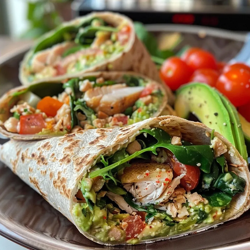 Side view of a delicious Thunfisch Wrap showcasing fresh vegetables and tuna.
