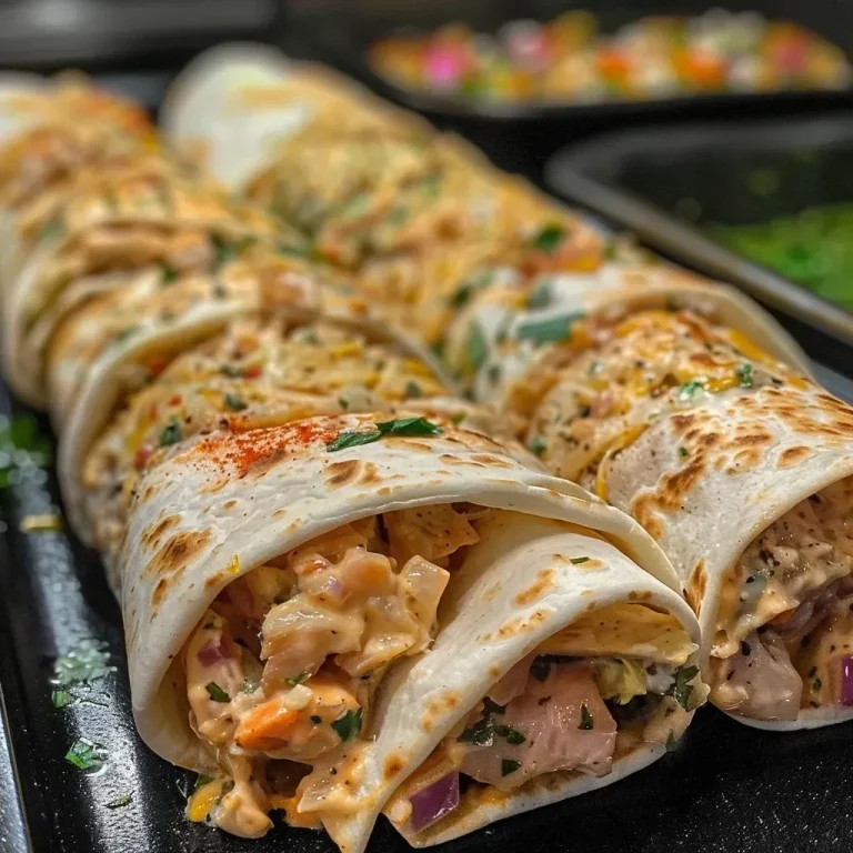 Schnelle Thunfisch Wraps aus dem Airfryer – Perfekt für den Feierabend Close-up view of juicy Thunfisch wraps, showcasing vibrant ingredients.