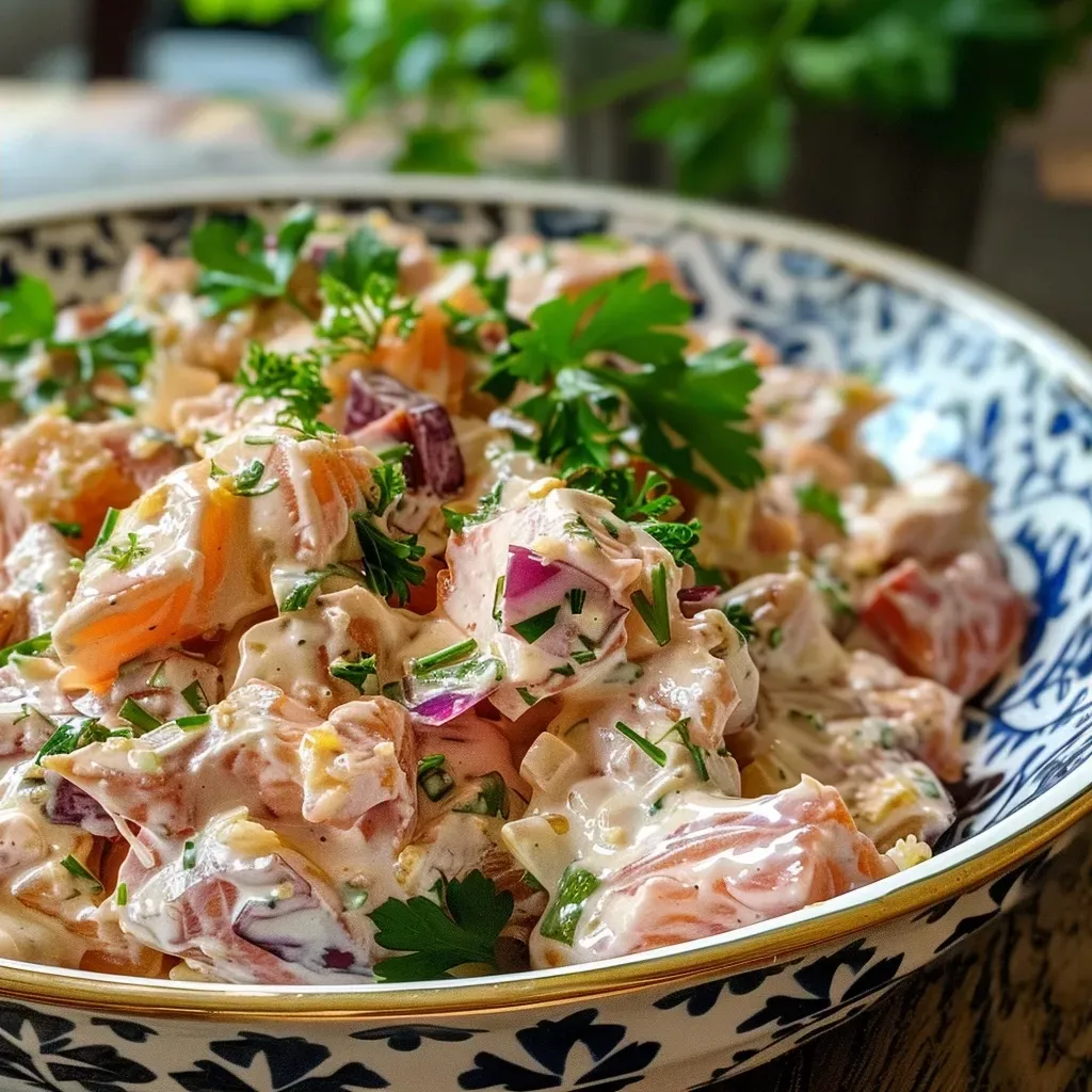 Juicy tuna salad in a bowl, showcasing diced vegetables and bright colors.