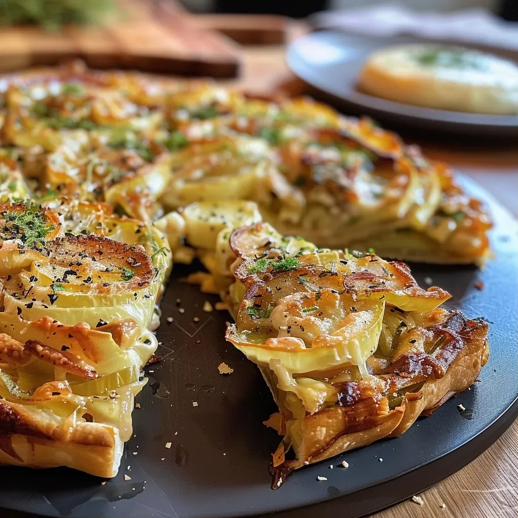 Side view of baked fennel topped with mozzarella and parmesan cheese.