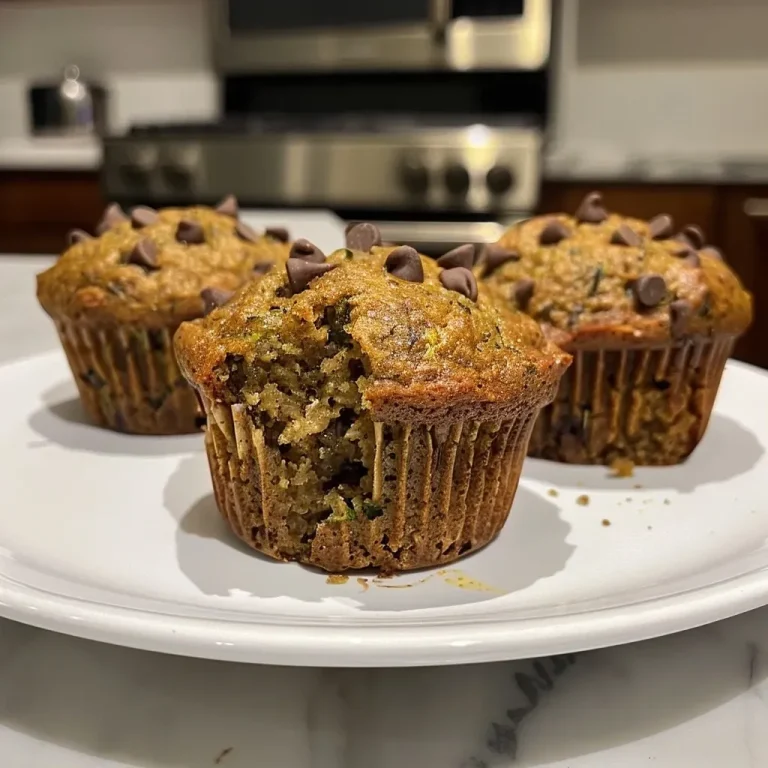Close-up view of freshly baked zucchini muffins with a golden-brown crust.
