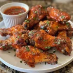 Close-up view of a creamy sour cream dipping sauce for chicken wings in a white bowl.