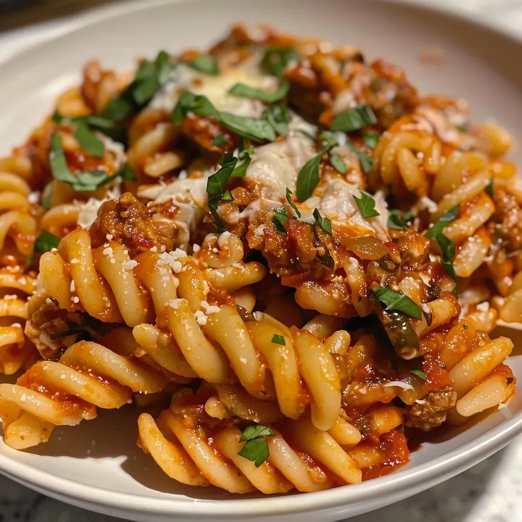 Juicy fiber gourmet pasta with melted cheese and fresh parsley.