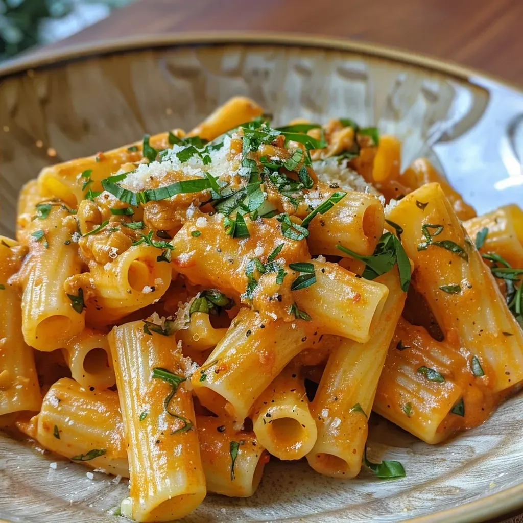 Side view of a delicious plate of tagliatelle in pumpkin sage sauce, featuring colorful ingredients.