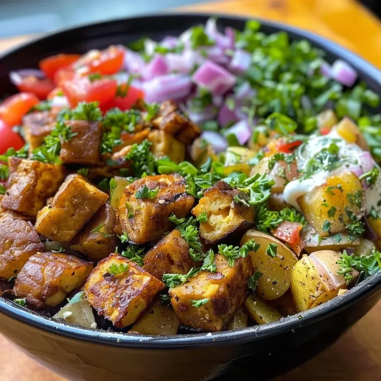 Close-up side view of a Pomm Döner Bowl, showcasing colorful layers of ingredients.