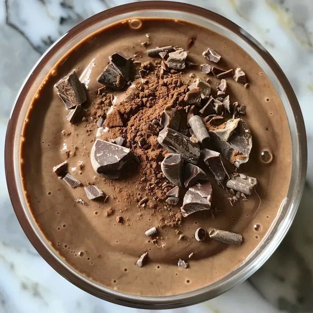 Side view of a delectable protein pudding, highlighting its smooth texture.